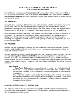 HIGH SCHOOL ACADEMIC ACCOUNTABILITY PLAN FOR