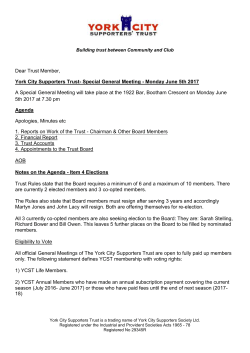 Notice of SGM - York City Supporters Trust