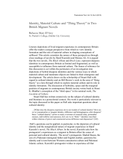 Identity, Material Culture and &ldquo;Thing Theory&rdquo; in