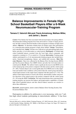 Balance Improvements in Female High School Basketball Players
