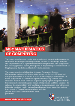 OF COMPUTING MSc MATHEMATICS
