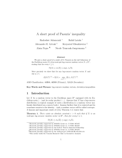 A short proof of Paouris` inequality