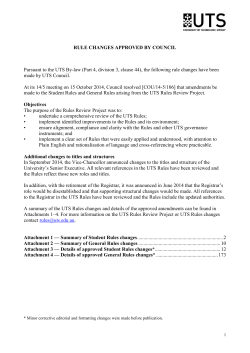 Notice of Rule changes, approved by Council 15 October 2014