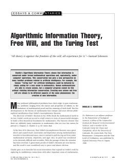 Algorithmic Information Theory, Free Will, and the Turing Test