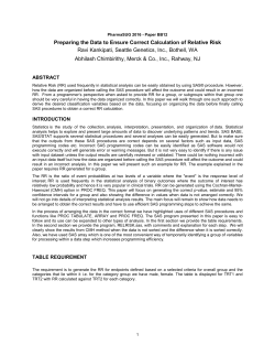 Preparing the Data to Ensure Correct Calculation of