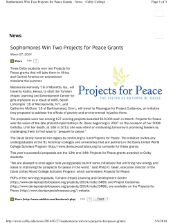 Sophomores Win Two Projects for Peace Grants News