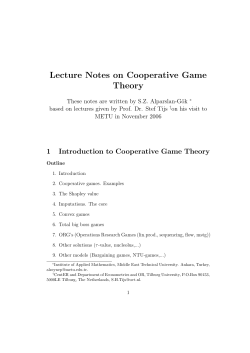 Lecture Notes on Cooperative Game Theory
