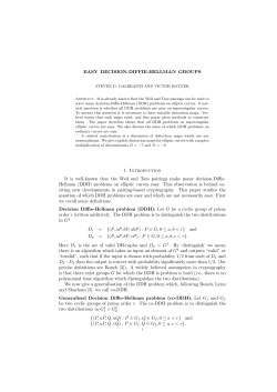 EASY DECISION-DIFFIE-HELLMAN GROUPS 1. Introduction It is