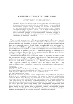 A NETWORK APPROACH TO PUBLIC GOODS When economic