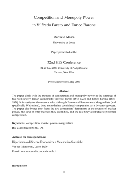 Competition and Monopoly Power in Vilfredo Pareto and