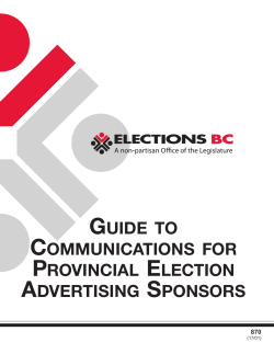 Guide to Communications for Provincial Election Advertising Sponsors