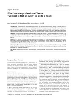 Effective Interprofessional Teams