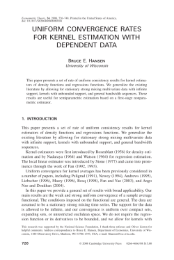 uniform convergence rates for kernel estimation with dependent data