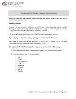Survey questions - Energy and Water Ombudsman Victoria