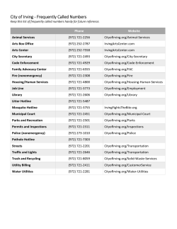 City of Irving ‐ Frequently Called Numbers