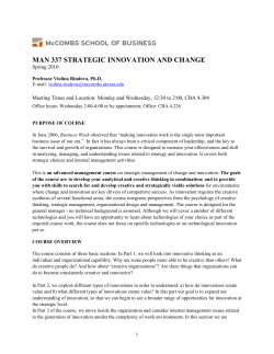 MAN 337 - Strategic Innovation and Change