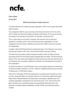 Press release 28 July 2016 NCFE board directors` double award win