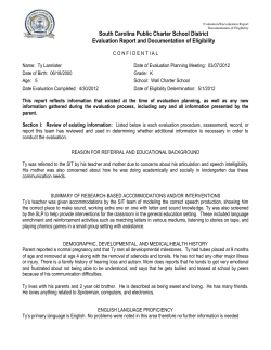 Evaluation and Eligibility Determination Report