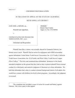 Doe v. United States Youth Soccer :: 2017 :: California Court of