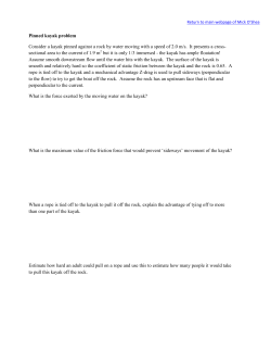 Pinned kayak problem Consider a kayak pinned against a rock by