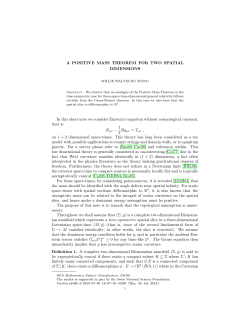 A POSITIVE MASS THEOREM FOR TWO SPATIAL DIMENSIONS In