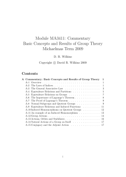 Module MA3411: Commentary Basic Concepts and Results of