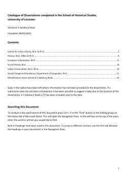 Catalogue of Dissertations completed in the School of Historical