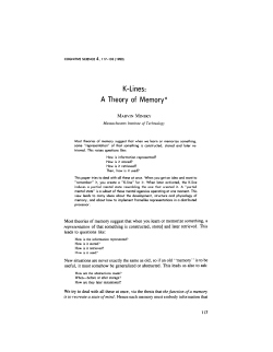 K-Lines: A Theory of Memory