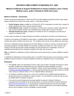 Medical Certificate to Support Entitlement to Family Caregiver Leave