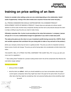 Price Setting A New Item