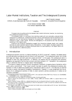 Labor Market Institutions, Taxation and The Underground Economy