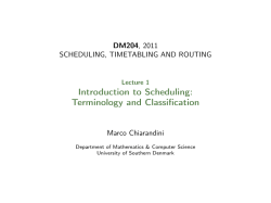 Lecture 1 Introduction to Scheduling: Terminology and