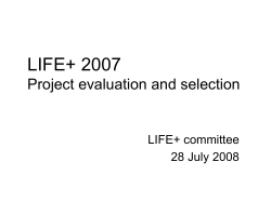 LIFE+ 2007 Project evaluation and selection
