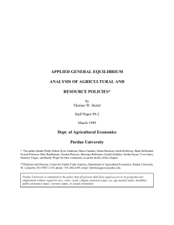 APPLIED GENERAL EQUILIBRIUM ANALYSIS OF AGRICULTURAL