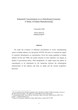 Industrial Concentration in a Liberalising Economy