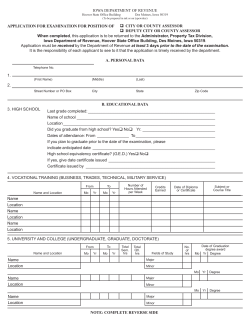 APPLICATION FOR EXAMINATION FOR POSITION OF When