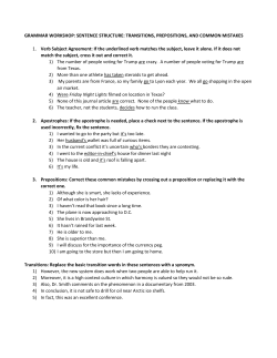 GRAMMAR WORKSHOP: SENTENCE STRUCTURE