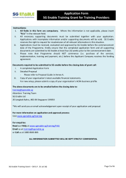 Application Form SG Enable Training Grant for Training Providers