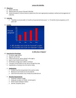 Lecture 39: Infertility Objectives Define Infertility