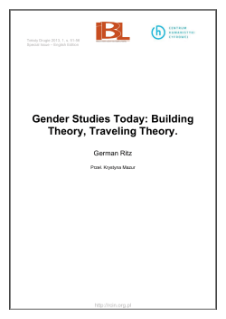 Gender Studies Today : Building Theory, Traveling Theory.