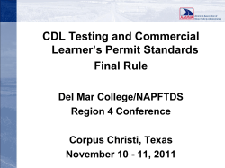CDL Testing and Commercial Learner`s Permit Standards Final Rule