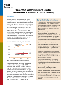 Outcomes of Supportive Housing Targeting Homelessness in