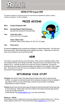 Newsletter 2009 No 3 - Technical Netball Club