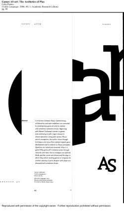 Games AS art: The Aesthetics of Play