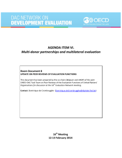 AGENDA ITEM VI. Multi-donor partnerships and multilateral evaluation