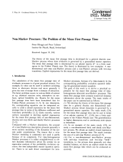 Non-Markov processes: The problem of the mean first passage time