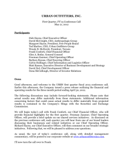 FY 13 1st Quarter Conference Call Notes