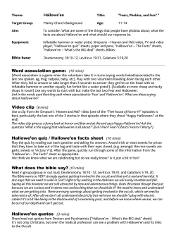 Hallowe`en Bible base: Word association game: (10 mins) Video clip