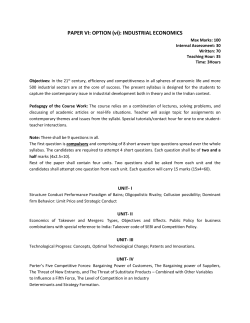 PAPER VI: OPTION (vi): INDUSTRIAL ECONOMICS