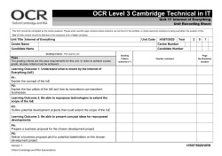 Unit recording sheet - Internet of everything
